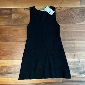 Zara Black Sweater Mini Dress with Pockets - NEVER BEEN WORN
